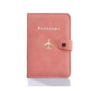 XXCLW Funda de cuero para pasaporte, impermeable, para viajes, tarjetas de crédito, bonito libro de pasaporte para mujeres/hombres, funda para pasaporte con hebilla, C Rosa, Talla única