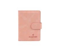XXCLW Funda de cuero para pasaporte, impermeable, para viajes, tarjetas de crédito, bonito libro de pasaporte para mujeres/hombres, funda para pasaporte con hebilla, B Rosa, Talla única
