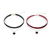 XXCLW Gargantilla clásica de terciopelo con colgante de corazón para mujer, joyería con colgante de personalidad dulce, regalo de San Valentín, talla única, Ágata