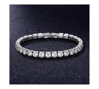 XXCLW Hiphop Iced Out - Pulseras de tenis de cristal de circonita cúbica de 4 mm para mujeres y hombres, color dorado y plateado, talla única, 17 cm, azul, Ágata