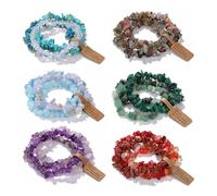 XXCLW Juego de 3 pulseras de piedras preciosas de cristal natural de 5 a 8 mm, amatistas irregulares, cuentas de aguamarina, pulseras elásticas para mujeres y hombres, talla única, 19 cm. Tipo 10