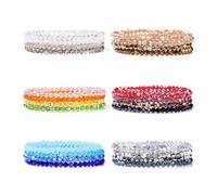 XXCLW Juego de 4 pulseras de cristal colorido para mujeres y hombres, facetadas de cristal austriaco, hechas a mano, joyería brillante para mujer, talla única, 17 cm. Estilo 12, Ágata