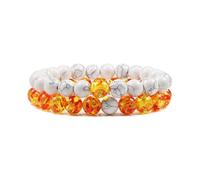 XXCLW Juego de pulseras para parejas a distancia, negro y blanco, piedra de lava natural, ojo de tigre, pulseras de yoga para hombres y mujeres, joyería de cuerda elástica, talla única, Ágata