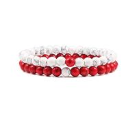 XXCLW Juego de pulseras para parejas a distancia, negro y blanco, piedra de lava natural, ojo de tigre, pulseras de yoga para hombres y mujeres, joyería de cuerda elástica, talla única, Ágata