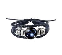 XXCLW Pulsera de constelación de los 12 signos del zodiaco para hombre y mujer, de cuero tejido multicapa, accesorios para parejas, talla única, Ágata