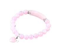 XXCLW Pulsera de cristal rosa de piedra natural para mujeres y niñas, pulseras y brazaletes de corazón con cuentas de cuarzo