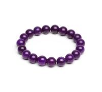 XXCLW Pulsera de cuerda elástica de calcedonia morada hecha a mano para yoga, joyería mala para mujer, joyería de 6/8/10/12 mm, talla única, Ágata