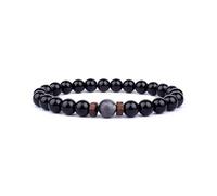 XXCLW Pulsera para hombre con cuentas de piedra lunar natural, pulsera tibetana de Buda, pulsera difusora de piedras de lava para hombres, joyería, talla única, 19 cm, Ágata