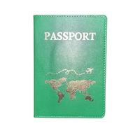 XXCLW The World Map - Funda para pasaporte con estampado en caliente, diseño de avión simple para mujeres y hombres, funda de viaje para pasaporte, regalo de boda, B verde, Talla única