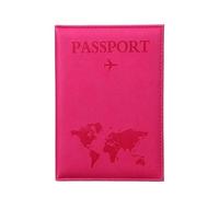 XXCLW The World Map - Funda para pasaporte con estampado en caliente, diseño de avión simple para mujeres y hombres, funda de viaje para pasaporte, regalo de boda, A rosa roja, Talla única