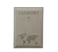 XXCLW The World Map - Funda para pasaporte con estampado en caliente, diseño de avión simple para mujeres y hombres, funda de viaje para pasaporte, regalo de boda, A gris., Talla única