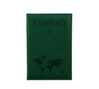 XXCLW The World Map - Funda para pasaporte con estampado en caliente, diseño de avión simple para mujeres y hombres, funda de viaje para pasaporte, regalo de boda, A verde., Talla única