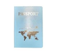 XXCLW The World Map - Funda para pasaporte con estampado en caliente, diseño de avión simple para mujeres y hombres, funda de viaje para pasaporte, regalo de boda, B Azul, Talla única