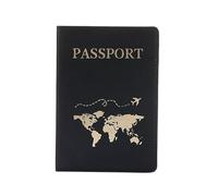 XXCLW The World Map - Funda para pasaporte con estampado en caliente, diseño de avión simple para mujeres y hombres, funda de viaje para pasaporte, regalo de boda, B Negro, Talla única