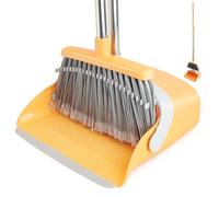 XXFLOWER Juego de recogedor y cepillo de mango largo, juego de escoba y recogedor con dientes de peine, juego de cepillo de barrido para interiores, cocina, vestíbulo, oficina, barrido, pelo de perro