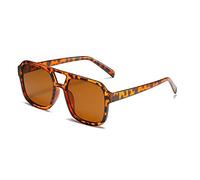 XXGJOALD Nuevas gafas de sol 2025 Beige Gafas de sol para mujer Vintage Gradient Big Frame Sun Glasses Eyewear, Leopard Tea, talla única