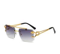 XXGJOALD Nuevas gafas de sol 2025 gafas de sol cuadradas de lujo hombre mujer marca diseñador vintage gafas de sol sin montura hombre mujer moda retro espejo Oculos De sol, Color gris., talla única