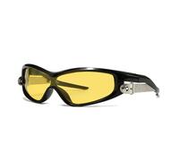 XXGJOALD Nuevas gafas de sol 2025 Moda Luxury Rectangle Sunglasses For Women Men Retro Punk Sun Glasses Driving Trending Shades UV400 Eyeglasses, negro amarillo, talla única