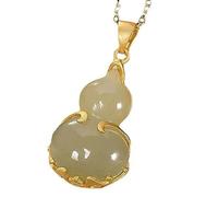 XXHNBF Collar de oración, Collar con Colgante de Calabaza Jade Verde Natural Chino, Accesorio joyería Amuleto la Suerte a Moda, 1 Uds