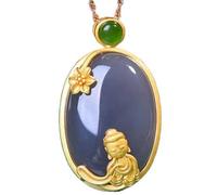 XXHNBF Collar de oración, Collar con Colgante de calcedonia Natural, joyería Artesanal Retro for Mujer, Regalo Amuleto la Suerte, 1 Unidad