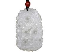 XXHNBF Collar de oración, Collar con Colgante de dragón Jade Natural, Amuleto la Suerte Tallado a Mano, Accesorio joyería Moda 1 Pieza