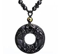XXHNBF Collar de oración, Collar con Colgante de Hebilla Pixiu obsidiana Natural, Amuleto la Suerte Piedras Preciosas talladas, joyería Moda, 1 Unidad