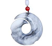 XXHNBF Collar de oración, Collar con Colgante de Jade Hebilla Pingan Tallada a Mano Natural, Regalo joyería Moda Piedras Preciosas 46x46x10 mm 1 Pieza