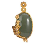 XXHNBF Collar de oración, Collar con Colgante de Koi calcedonia Verde Natural Hotan, joyería Moda Retro China for Mujer, Regalo Piedras Preciosas, 1 Unidad