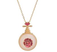 XXHNBF Collar de oración, Collar con Colgante de laúd Jade Blanco Natural, Accesorios Chinos Hanfu Cheongsam, Regalo joyería Moda for Mujer, 1 Pieza