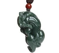 XXHNBF Collar de oración, Collar con Colgante de Pixiu Jade hetiano Natural, talismán Feng Shui Hecho a Mano for la Prosperidad y Suerte del Dinero, Regalo Piedras Preciosas Unisex 1 Pieza