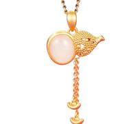 XXHNBF Collar de oración, Collar de Plata Ley S925, Colgante Natural Jade hetiano Wu Lou, Amuleto Feng Shui for longevidad, Viaje Seguro, Regalo Prosperidad, 1 Pieza