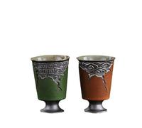 XXHNBF Juego de té Juego de té Chino, Tazas de té cerámica Chinas 45 ml y 5 x 7 cm, Tazas Kung Fu, Helado for Regalo Uso doméstico o en la Oficina(High Tea Cups-Red+Green)