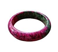 XXHNBF Pulsera de Mujer, Brazalete de Jade con Flor de Ciruelo Natural, Estilo étnico, Rojo y Verde, for Mujer, Brazalete de Jade con Flor de melocotón y Jade Natural, 60 mm.(54mm)