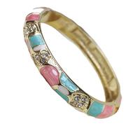 XXHNBF Pulsera de Mujer, Brazaletes geométricos de Esmalte cloisonné con pedrería for Mujer, Multicolor, Estilo étnico Chino, joyería Tradicional Hecha a Mano, Accesorios y Regalos(White Pink Green)