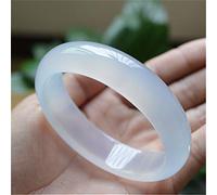 XXHNBF Pulsera de Mujer, Jade Bracele, Chinese Bracelet, Natural Chalcedony White Bracelet Female Crystal Agate Jade Bracelet with Box,(56mm)