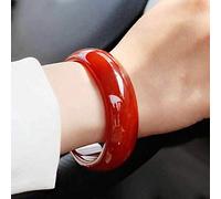 XXHNBF Pulsera de Mujer, Jade Bracelet, Chinese Bracelet, Nature Agate Jade Light Red Nice Women's Bangle Bracelets with Box,(58mm)
