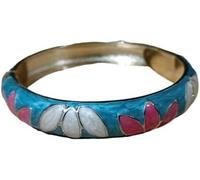 XXHNBF Pulsera de Mujer, Pulsera con bisagras de Flores de trébol esmaltadas Retro for Mujer, artesanía Tradicional China(Blue)