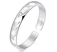 XXHNBF Pulsera de Mujer, Pulsera de Plata 925 for Mujer, Brazalete Vintage Ajustable con diseño de Feng Shui, Amuleto Tallado a Mano, Pulseras Chinas, Regalos de cumpleaños