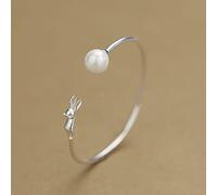 XXHNBF Pulsera de Mujer, Pulsera de Plata de Ley 925 for Mujer, Ajustable, Abierta, de Plata, Exquisita Pulsera de Conejo, de Plata de Ley