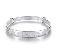 XXHNBF Pulsera de Mujer, Pulsera de Plata de Ley 925 for Mujer, Brazalete Ajustable de la Suerte China, Pulsera de la Amistad, Regalo de cumpleaños