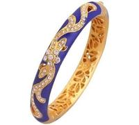 XXHNBF Pulsera de Mujer, Pulseras de Diamantes de imitación Rojos y Azules con Esmalte Calado for Mujer, Accesorios clásicos chapados en Oro, joyería for cumpleaños(Blue 57 58mm About)