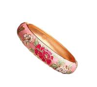 XXHNBF Pulsera de Mujer, Pulseras de Flores con Esmalte cloisonné Multicolor, Filigrana, Estilo Tradicional Chino, Hechas a Mano. Accesorios joyería. Regalos(Pink-Diameter 2.36 Inch)
