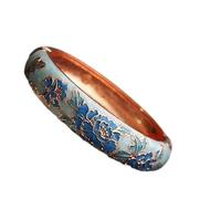 XXHNBF Pulsera de Mujer, Pulseras de Flores con Esmalte cloisonné Multicolor, Filigrana, Estilo Tradicional Chino, Hechas a Mano. Accesorios joyería. Regalos(Blue-Diameter 2.36 Inch)