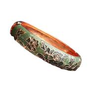 XXHNBF Pulsera de Mujer, Pulseras de Flores con Esmalte cloisonné Multicolor, Filigrana, Estilo Tradicional Chino, Hechas a Mano. Accesorios joyería. Regalos(Green-Diameter 2.36 Inch)