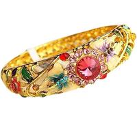 XXHNBF Pulsera de Mujer, Pulseras de Mariposa caladas con Diamantes de imitación, joyería Ovalada de Esmalte Vintage, Brazalete con bisagra de Alta Gama for Mujer(Multicolor)