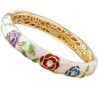 XXHNBF Pulsera de Mujer, Pulseras de Rosas Hechas a Mano for Mujer, brazaletes étnicos con bisagras de Esmalte cloisonné Chino.