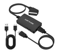 XXHUO Convertidor de euroconector a HDMI para reproductor de DVD a TV, convertidor de audio de vídeo para televisor/HDTV, proyector Vhs, Full HD 720p/1080p, adaptador euroconector a HDMI con cable