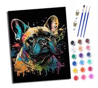 XXHXIE Pintura por Números Moderna DIY Kit de Pintar con Números 40x50cm Bulldog francés estilo inyección de tinta Pintura al óleo de Lienzo con Pinceles y Pigmento Acrílico para Adultos Con marco