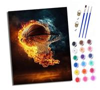 XXHXIE Pintura por Números Moderna DIY Kit de Pintar con Números 40x50cm Canasta de baloncesto Flame Pintura al óleo de Lienzo con Pinceles y Pigmento Acrílico para Adultos Con marco