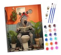 XXHXIE Pintura por Números Moderna DIY Kit de Pintar con Números 40x50cm Cebra leyendo en el baño Pintura al óleo de Lienzo con Pinceles y Pigmento Acrílico para Adultos Con marco